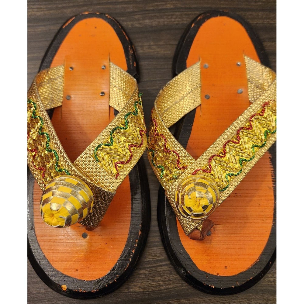 Traditional Ghanaian Slippers Handmade Leather Shoe Sandals Wear / Display